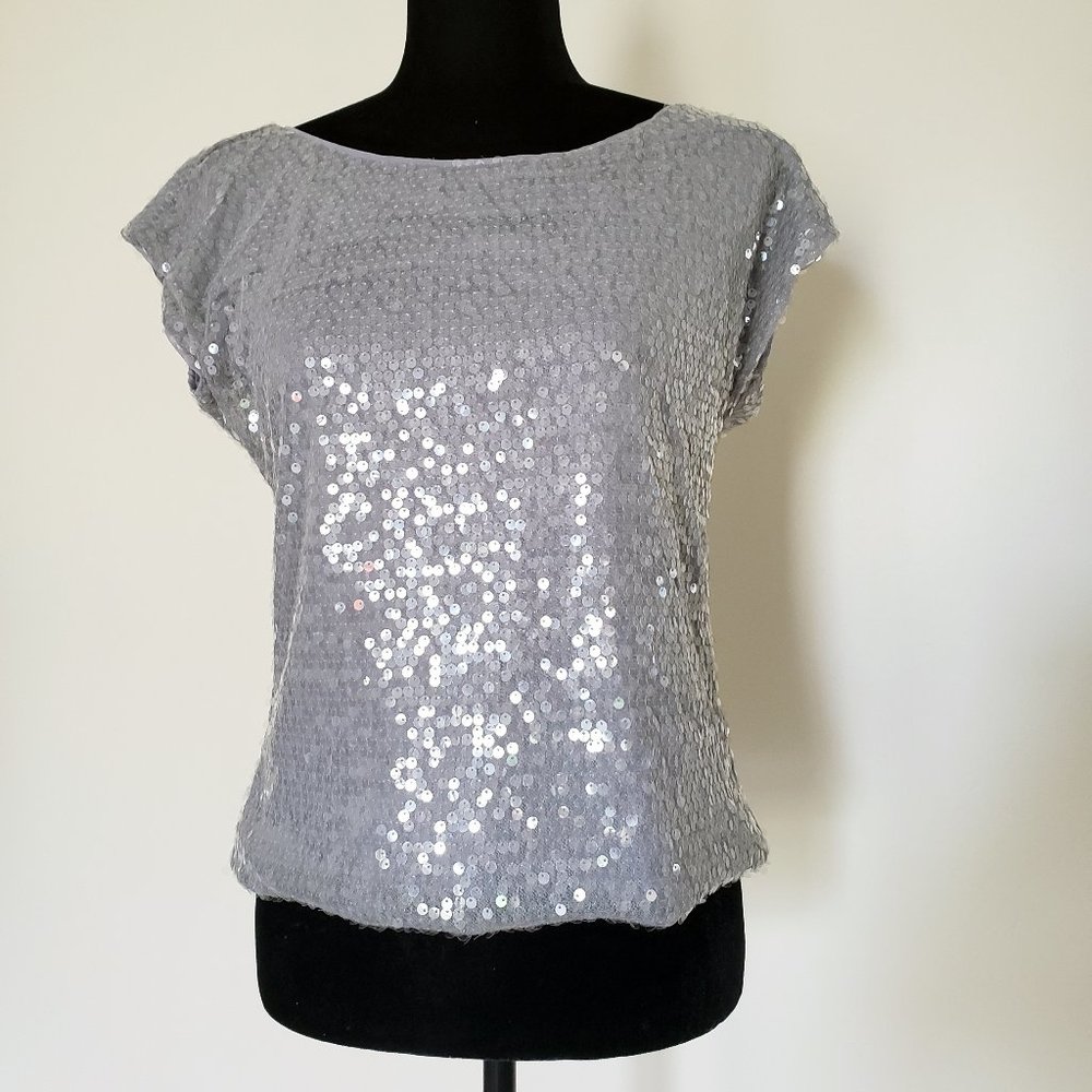 xs || express || GRAY SEQUIN TOP